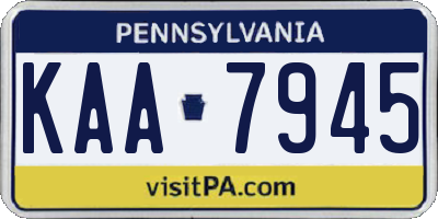 PA license plate KAA7945