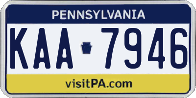 PA license plate KAA7946