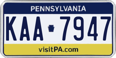 PA license plate KAA7947