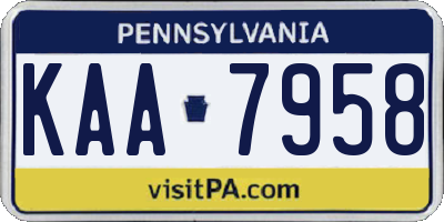 PA license plate KAA7958