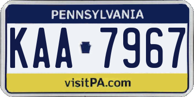 PA license plate KAA7967
