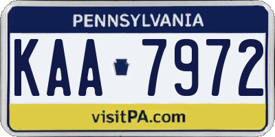PA license plate KAA7972