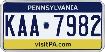 PA license plate KAA7982