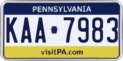 PA license plate KAA7983