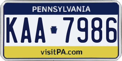PA license plate KAA7986