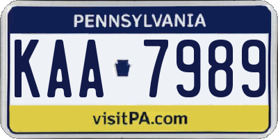 PA license plate KAA7989