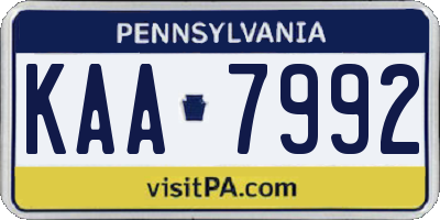 PA license plate KAA7992