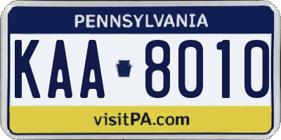 PA license plate KAA8010