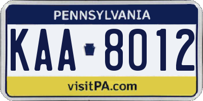 PA license plate KAA8012