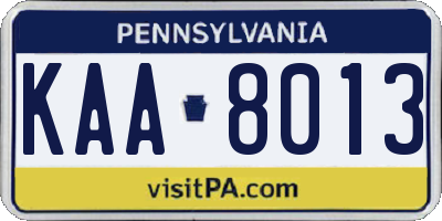 PA license plate KAA8013