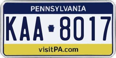 PA license plate KAA8017