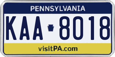 PA license plate KAA8018