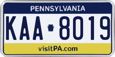 PA license plate KAA8019