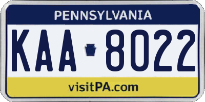 PA license plate KAA8022