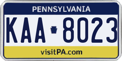 PA license plate KAA8023