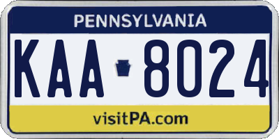 PA license plate KAA8024