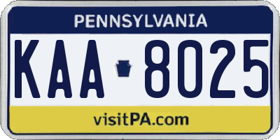 PA license plate KAA8025