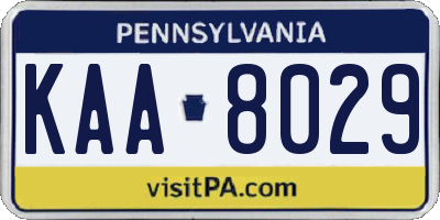 PA license plate KAA8029