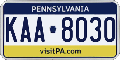 PA license plate KAA8030