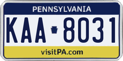 PA license plate KAA8031