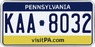 PA license plate KAA8032