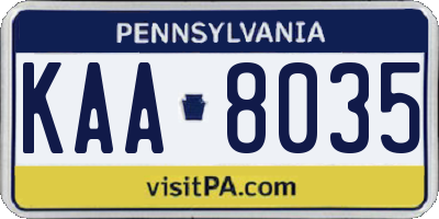 PA license plate KAA8035