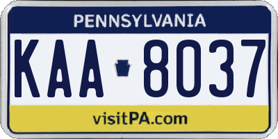 PA license plate KAA8037