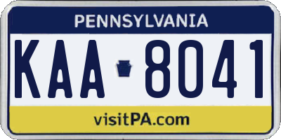 PA license plate KAA8041