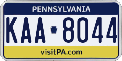 PA license plate KAA8044