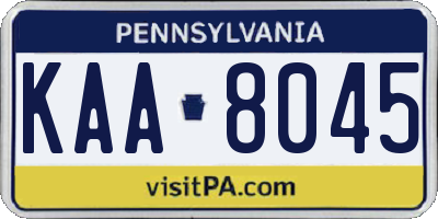 PA license plate KAA8045