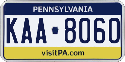 PA license plate KAA8060