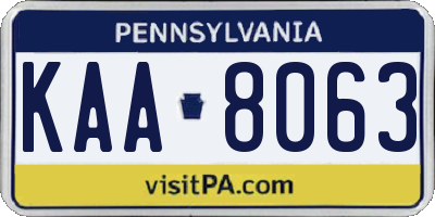 PA license plate KAA8063