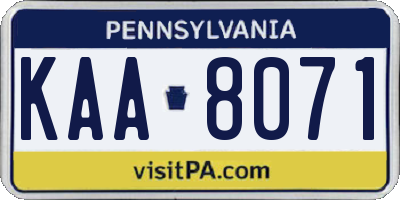 PA license plate KAA8071