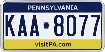 PA license plate KAA8077