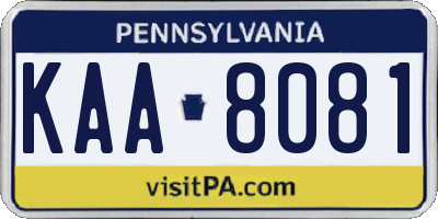 PA license plate KAA8081