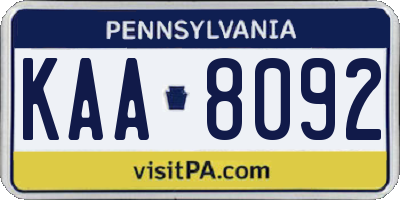 PA license plate KAA8092