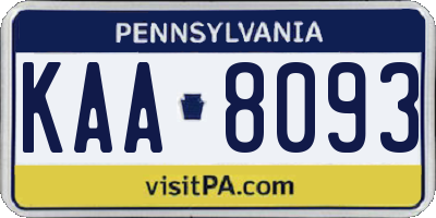 PA license plate KAA8093