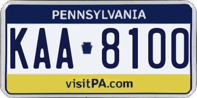 PA license plate KAA8100