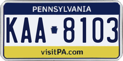 PA license plate KAA8103