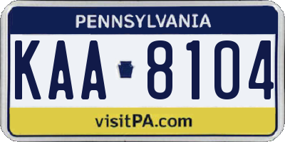 PA license plate KAA8104