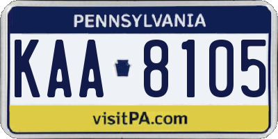PA license plate KAA8105