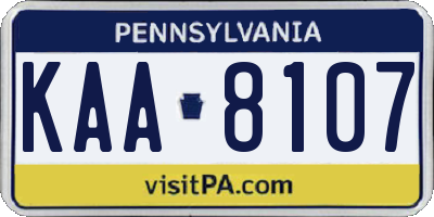 PA license plate KAA8107