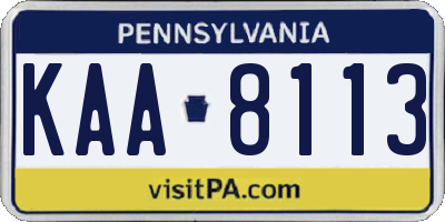 PA license plate KAA8113
