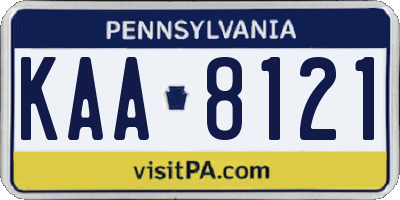 PA license plate KAA8121