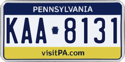 PA license plate KAA8131
