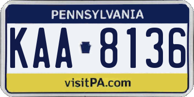 PA license plate KAA8136