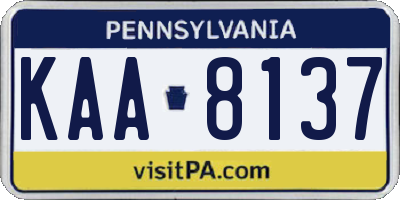PA license plate KAA8137
