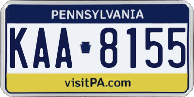 PA license plate KAA8155