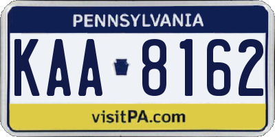 PA license plate KAA8162