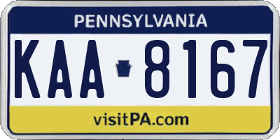 PA license plate KAA8167